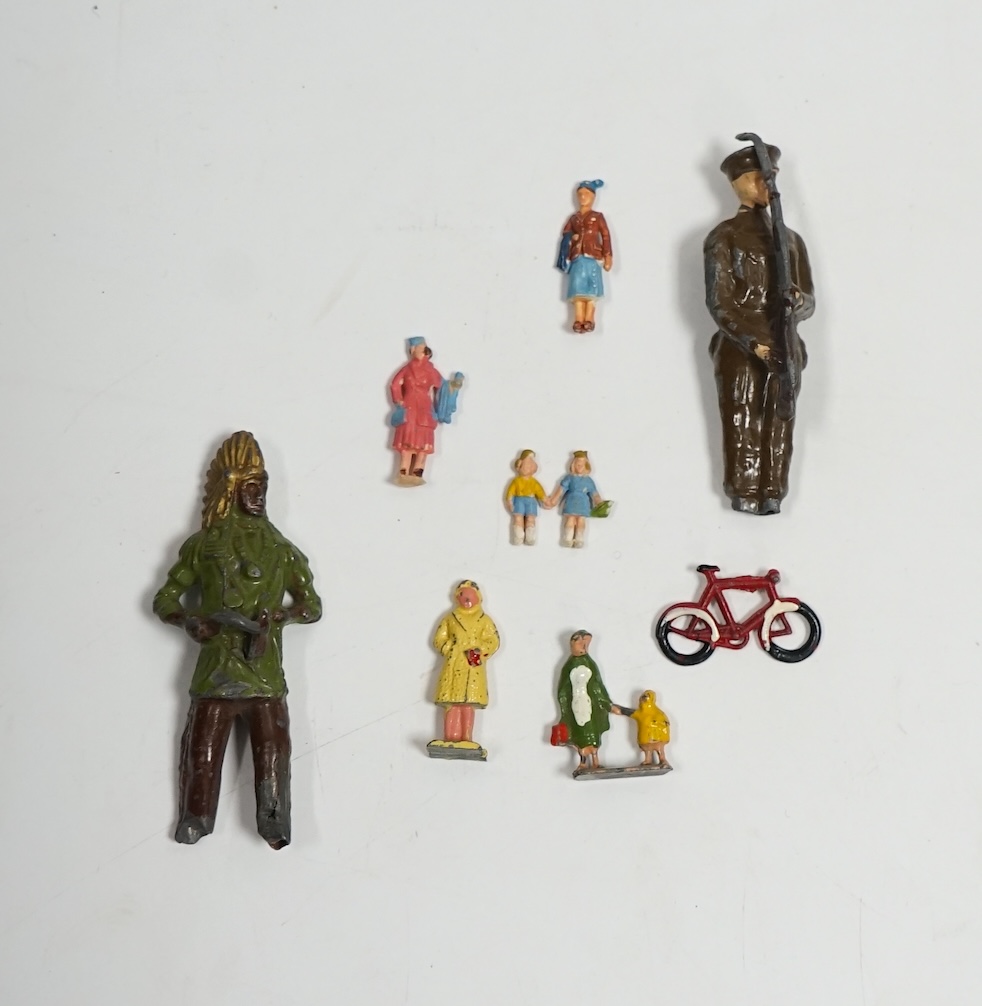 A collection of Britains, etc. lead figures, farm animals and other items. Condition - poor.